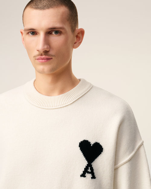 White Wool Ami De Coeur Crewneck Sweater - 4 - Ami Paris