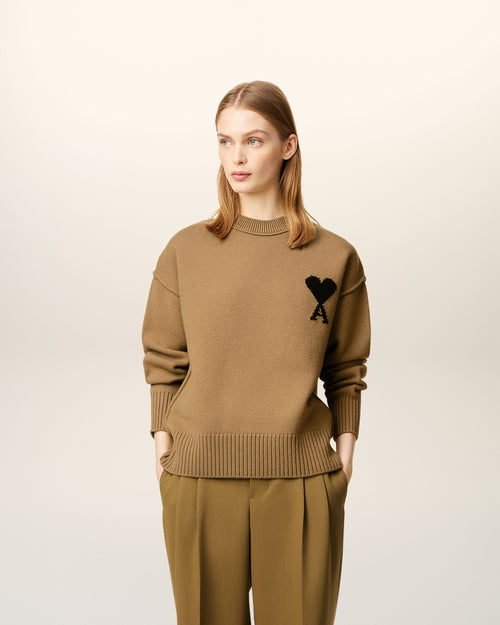                             Brown Wool Ami De Coeur Crewneck Sweater - 3                         - Ami Paris