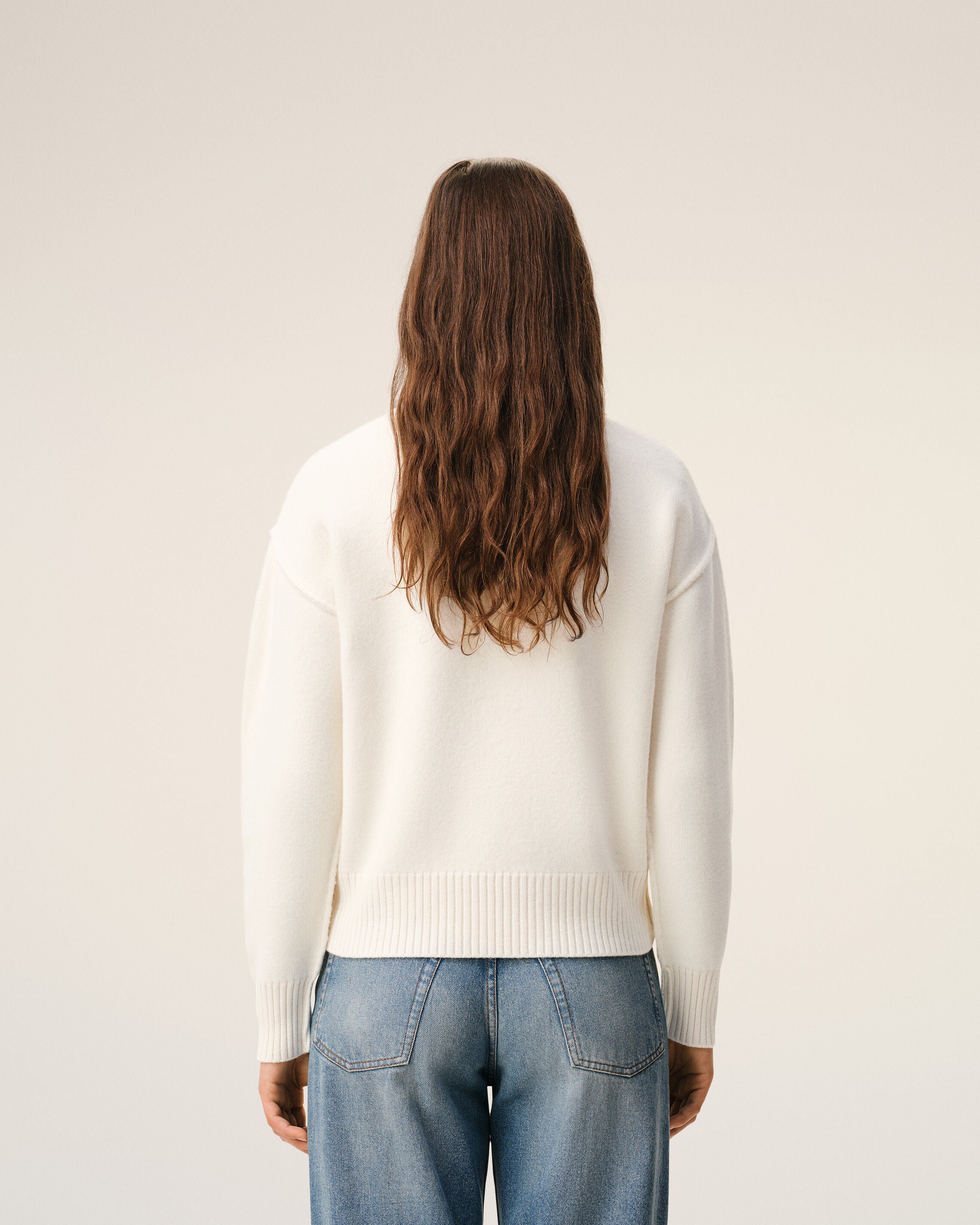 Jersey de cuello redondo Ami de Cœur de lana blanca - 10