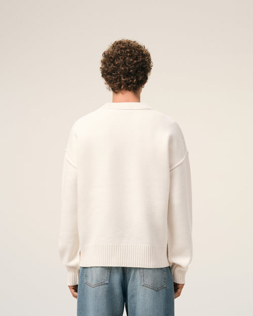 Jersey de cuello redondo Ami de Cœur de lana blanca - 5 - Ami Paris