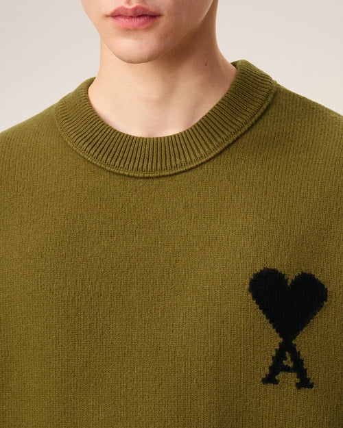 Green Wool Ami De Coeur Crewneck Sweater - 4 - Ami Paris