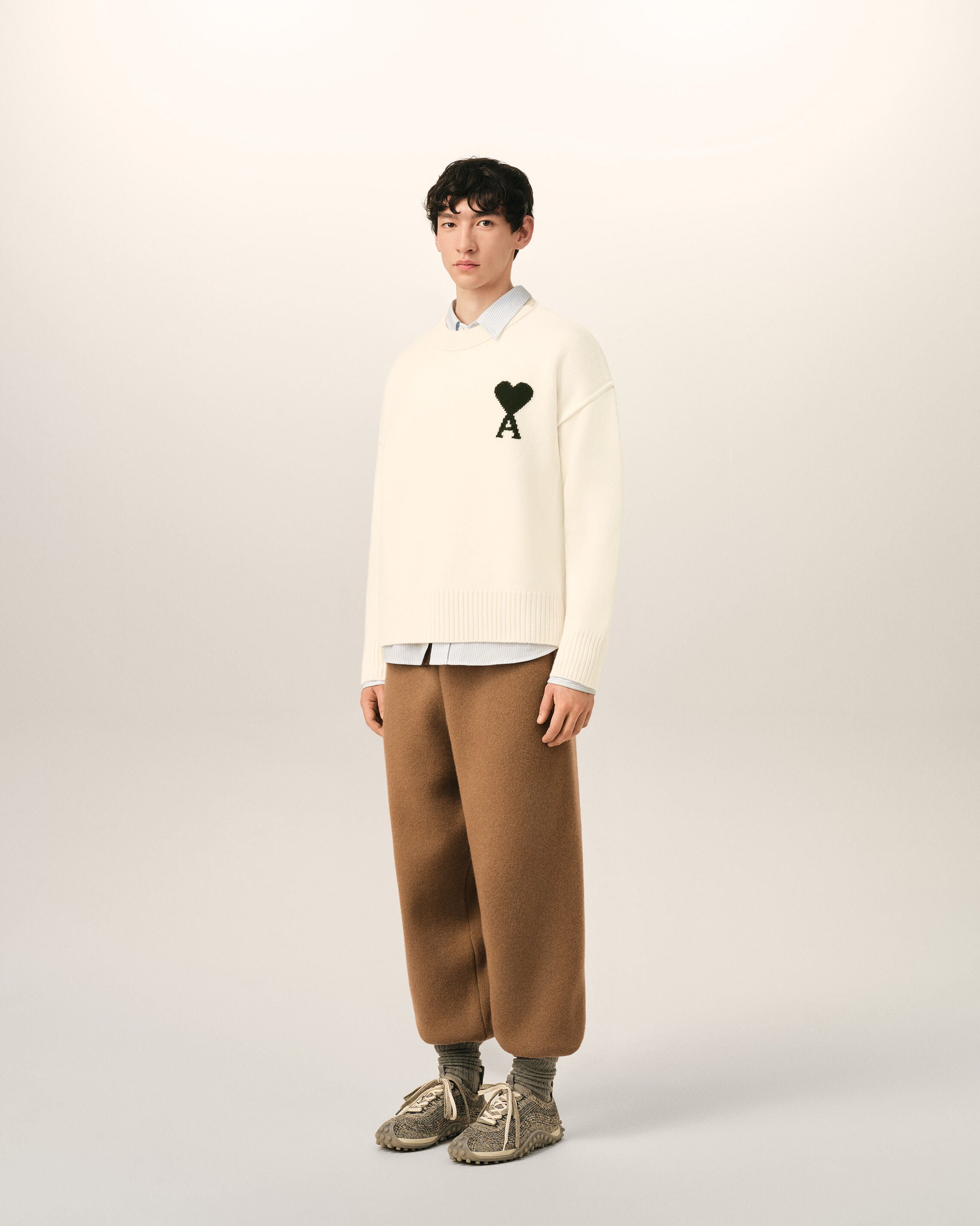 White Wool Ami De Coeur Crewneck Sweater - 6