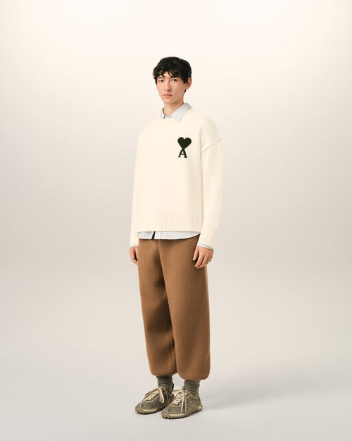 White Wool Ami De Coeur Crewneck Sweater - Man - 6 - AMI Paris - Ami Paris