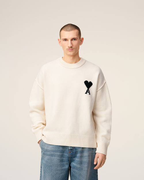 White Wool Ami De Coeur Crewneck Sweater - 3 - Ami Paris