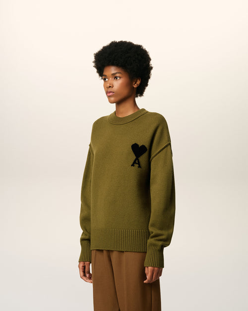 Green Wool Ami De Coeur Crewneck Sweater - 12 - Ami Paris