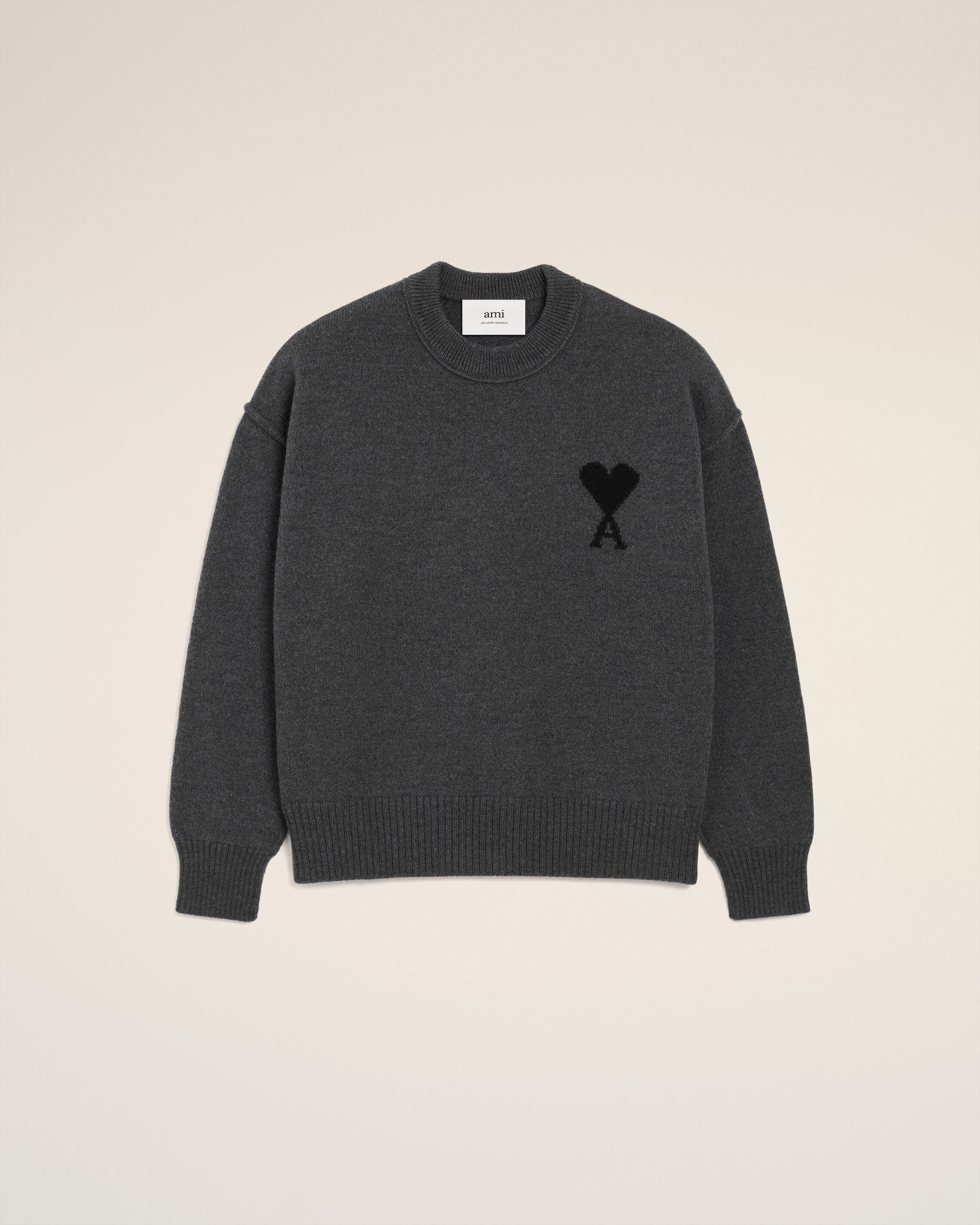 Grey Wool Ami De Coeur Crewneck Sweater - 7