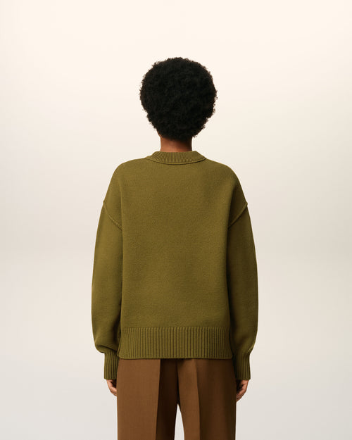 Green Wool Ami De Coeur Crewneck Sweater - 11 - Ami Paris