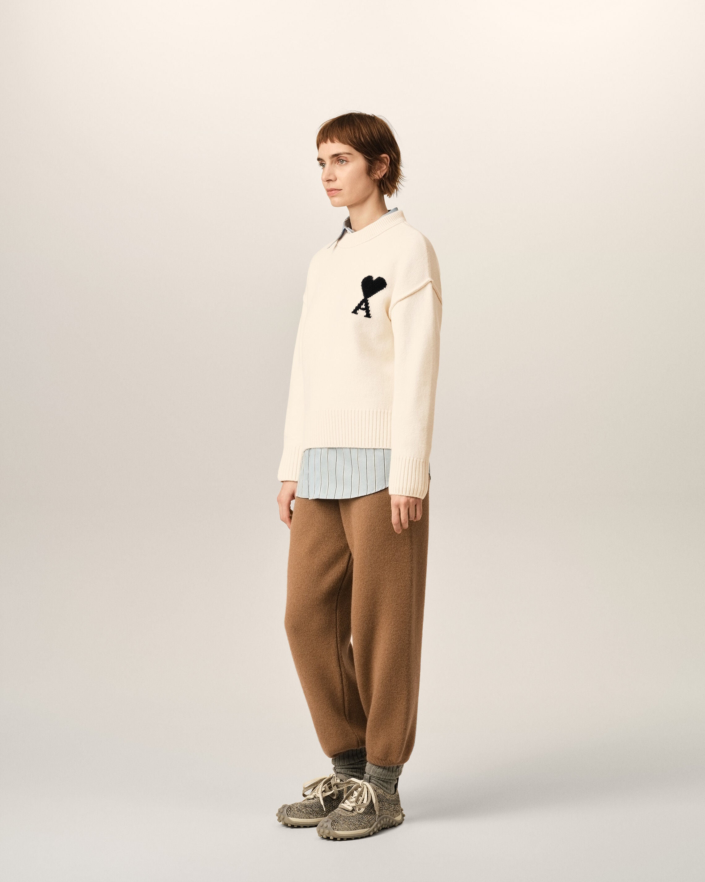 White Wool Ami De Coeur Crewneck Sweater - 12