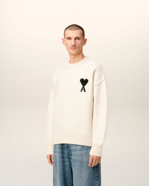 White Wool Ami De Coeur Crewneck Sweater - 6 - Ami Paris