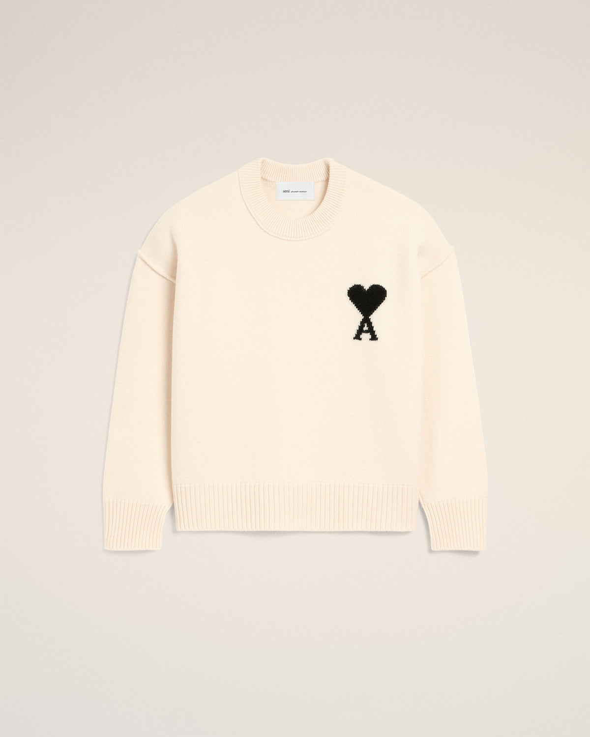 White Wool Ami De Coeur Crewneck Sweater - 1