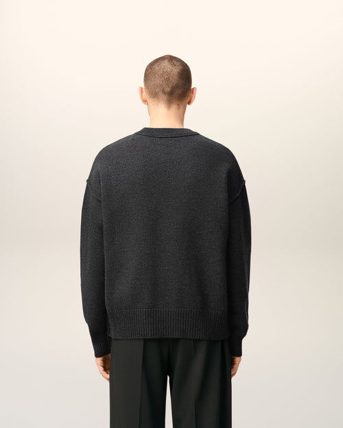 Grey Wool Ami De Coeur Crewneck Sweater - 5 - Ami Paris