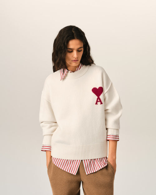 Ami de Coeur Pullover aus naturfarbener Wolle - Damen - 8 - AMI Paris - Ami Paris