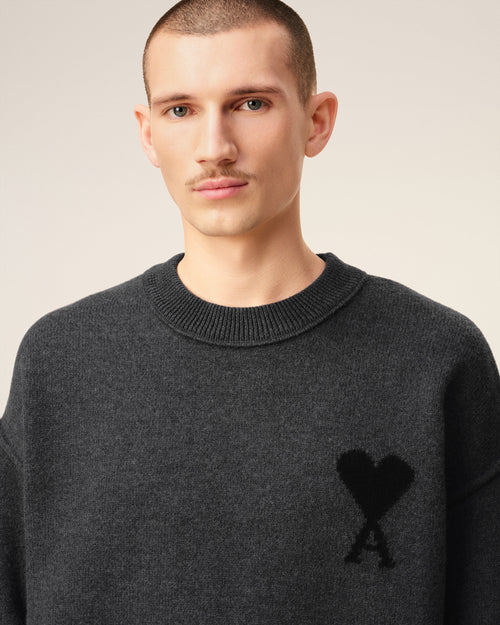 Grey Wool Ami De Coeur Crewneck Sweater - Man - 4 - AMI Paris - Ami Paris