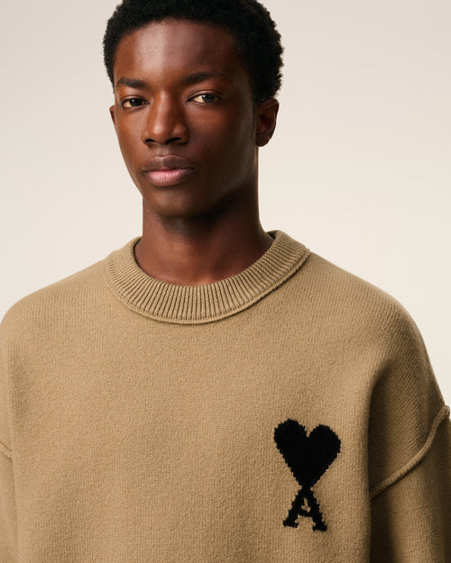 Brown Wool Ami De Coeur Crewneck Sweater - 4 - Ami Paris
