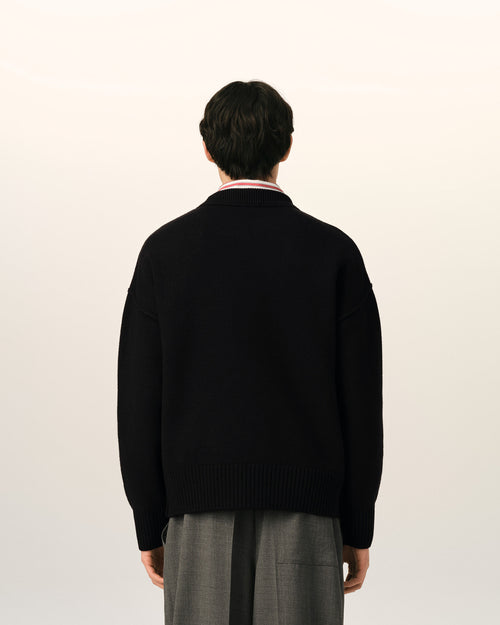ブラック ウール クルーネック セーター Ami de Coeur - 男性 - 5 - AMI Paris - Ami Paris