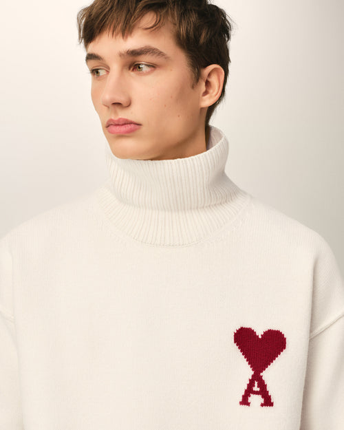 Jersey de lana natural con cuello chimenea Ami de Cœur - Hombre - 4 - AMI Paris - Ami Paris