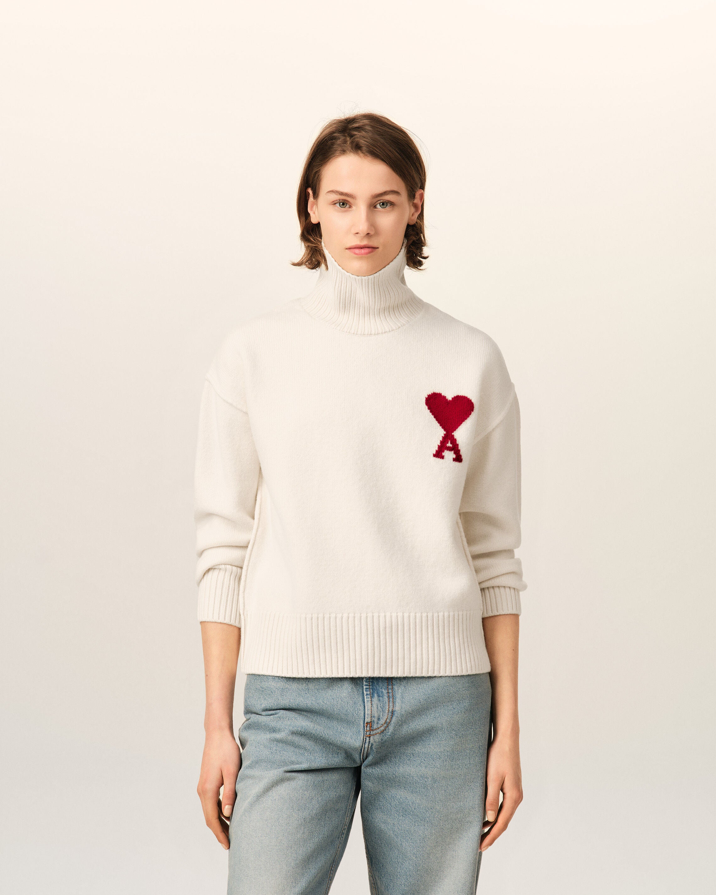Jersey de lana natural con cuello chimenea Ami de Cœur - 8