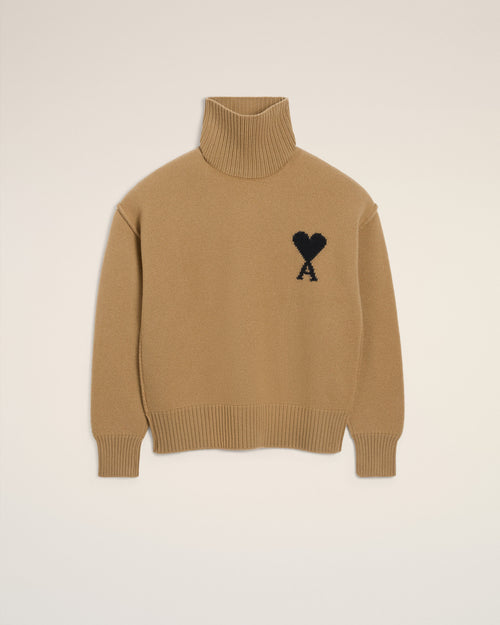 Ami De Coeur Pullover mit hohem Stehkragen aus Wolle in Braun - 2 - Ami Paris