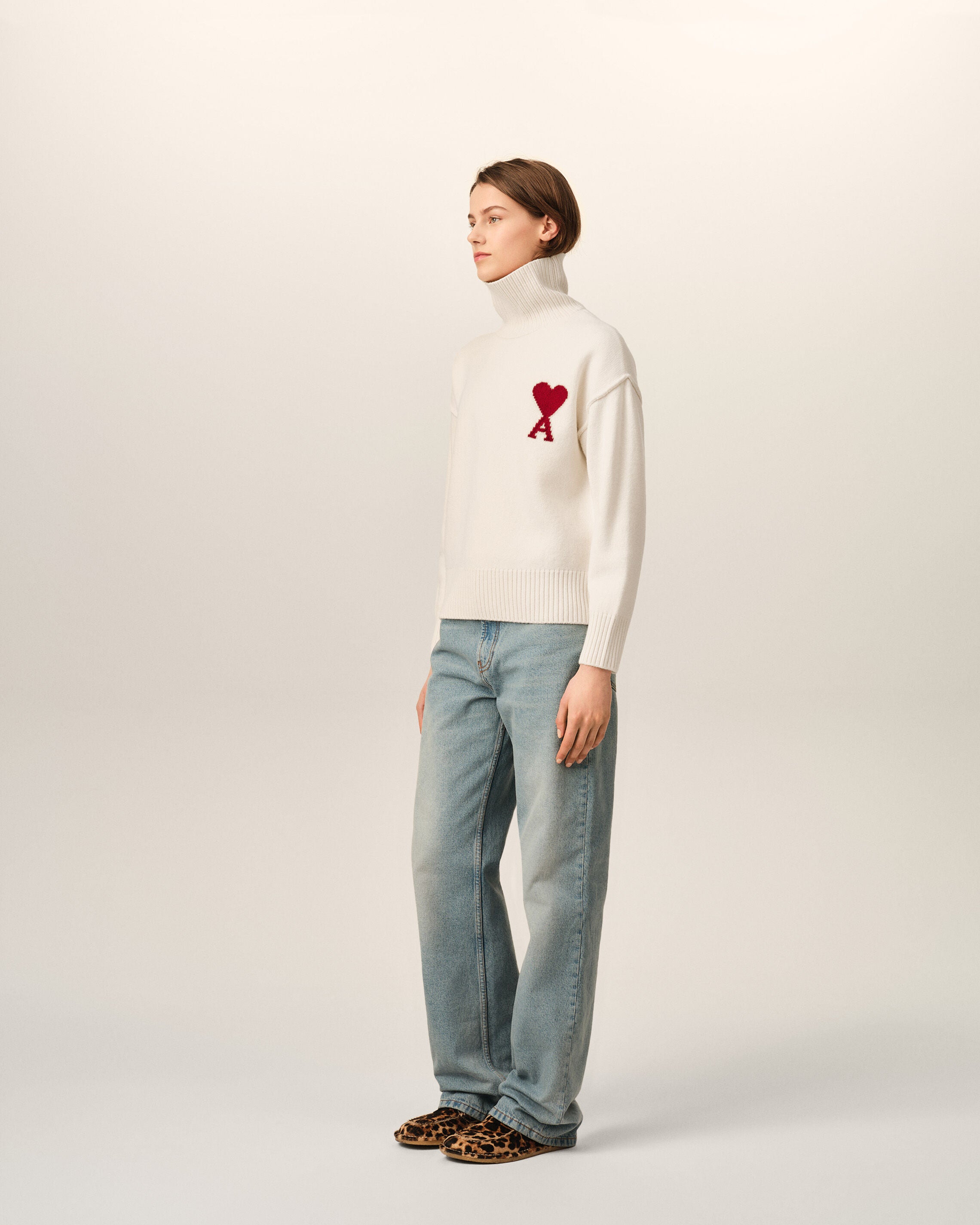 Jersey de lana natural con cuello chimenea Ami de Cœur - 12
