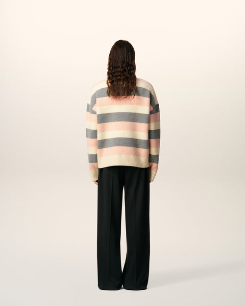Grey Alpaca Striped Crewneck Sweater - 5 - Ami Paris