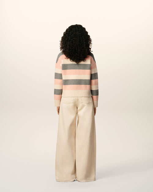 Grey Alpaca Striped Crewneck Sweater - 11 - Ami Paris