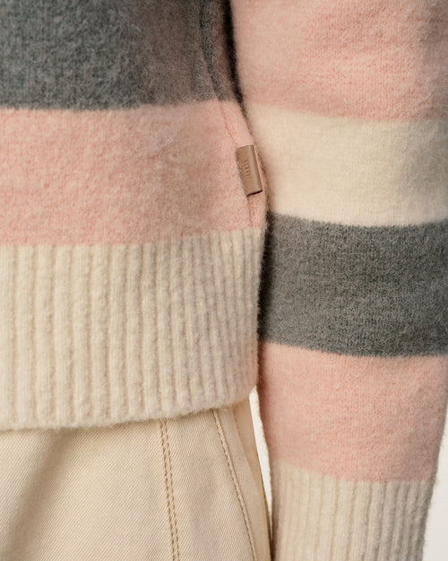 Grey Alpaca Striped Crewneck Sweater - 8 - Ami Paris