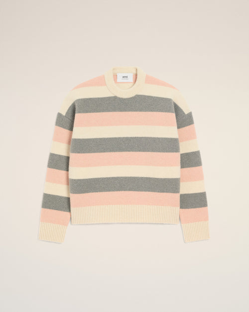 Grey Alpaca Striped Crewneck Sweater - 5 - Ami Paris