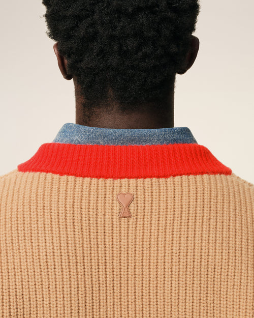 Brown Wool Sleeveless V Neck Sweater - 4 - Ami Paris