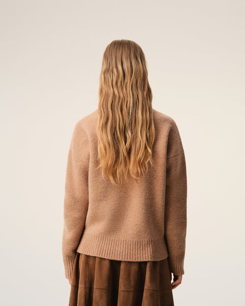 Brown Alpaca Ami De Coeur Crewneck Sweater - 11 - Ami Paris
