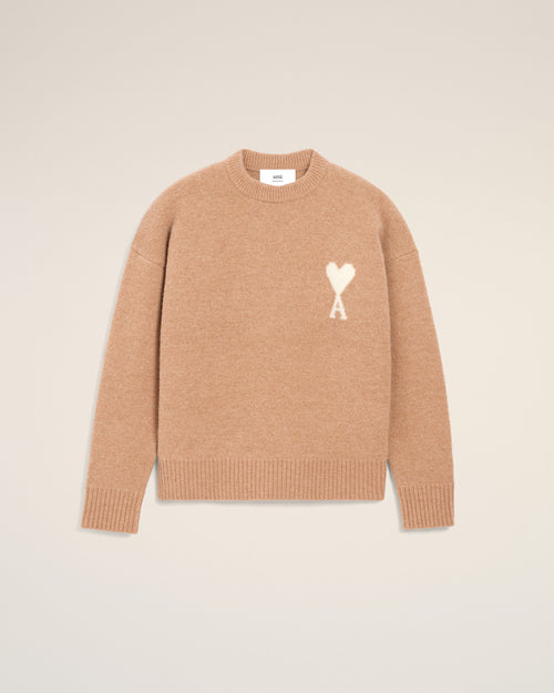 Brown Alpaca Ami De Coeur Crewneck Sweater - 1 - Ami Paris