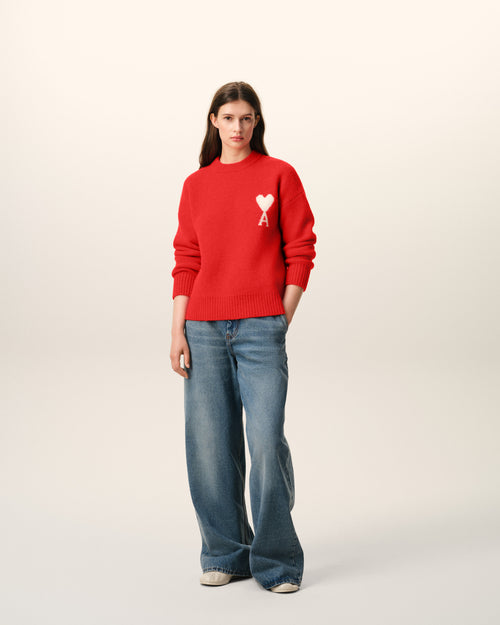                                     Red Alpaca Ami De Coeur Crewneck Sweater - 3                                 - Ami Paris