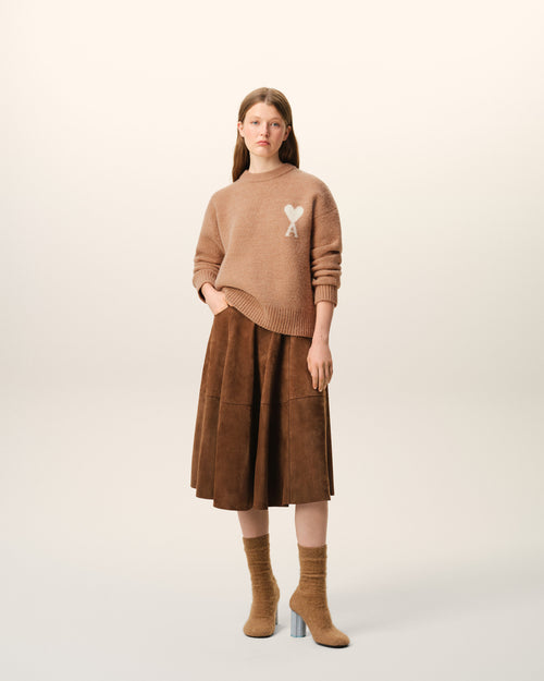                                     Brown Alpaca Ami De Coeur Crewneck Sweater - 3                                 - Ami Paris