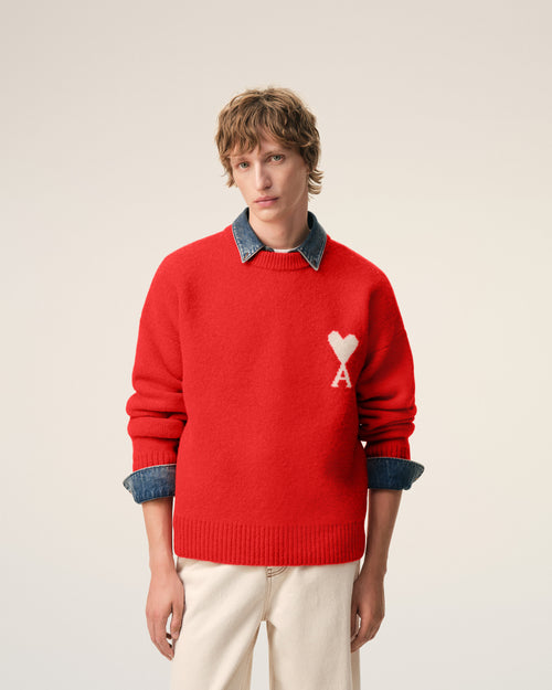 Red Alpaca Ami De Coeur Crewneck Sweater - 3 - Ami Paris