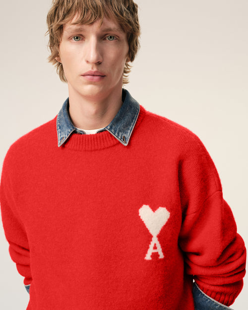 Red Alpaca Ami De Coeur Crewneck Sweater - 4 - Ami Paris