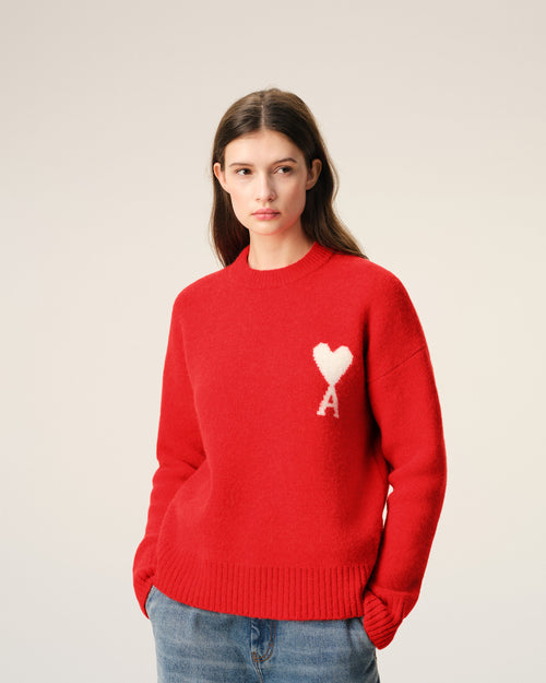 Red Alpaca Ami De Coeur Crewneck Sweater - 9 - Ami Paris