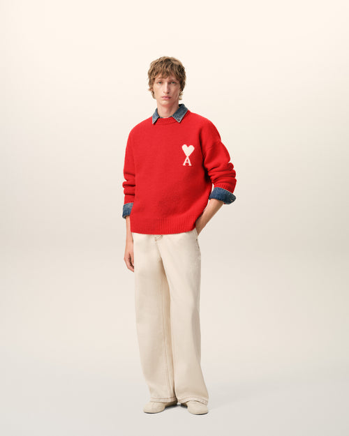 Red Alpaca Ami De Coeur Crewneck Sweater - 2 - Ami Paris