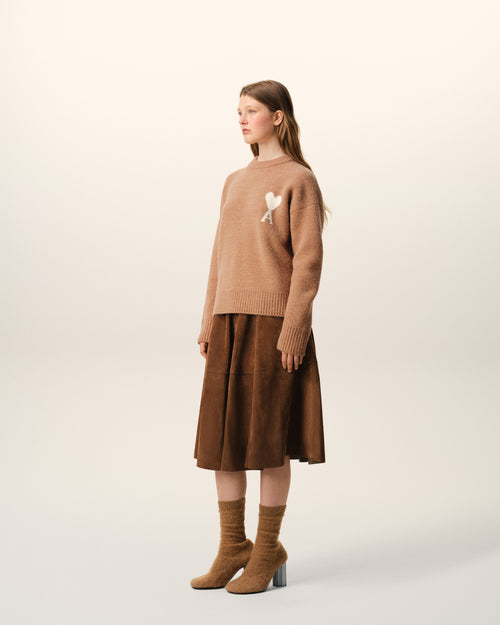 Brown Alpaca Ami De Coeur Crewneck Sweater - 12 - Ami Paris