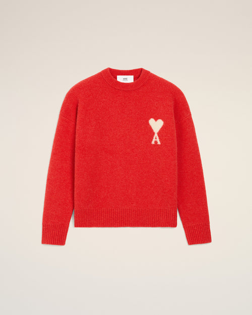Red Alpaca Ami De Coeur Crewneck Sweater - 2 - Ami Paris