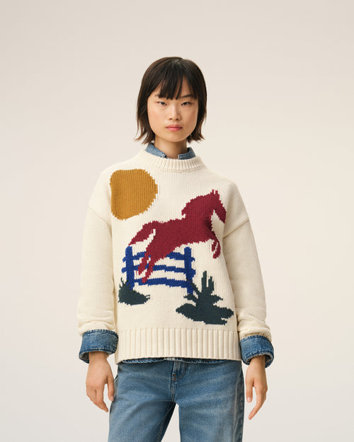 White Wool Crewneck Sweater - 9 - Ami Paris