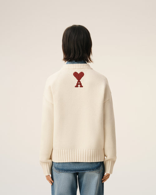 White Wool Crewneck Sweater - 11 - Ami Paris