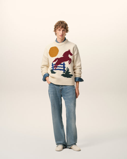 White Wool Crewneck Sweater - 1 - Ami Paris