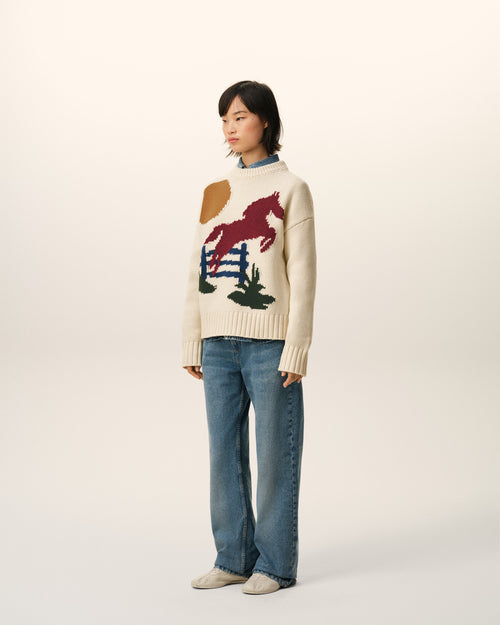 White Wool Crewneck Sweater - 12 - Ami Paris