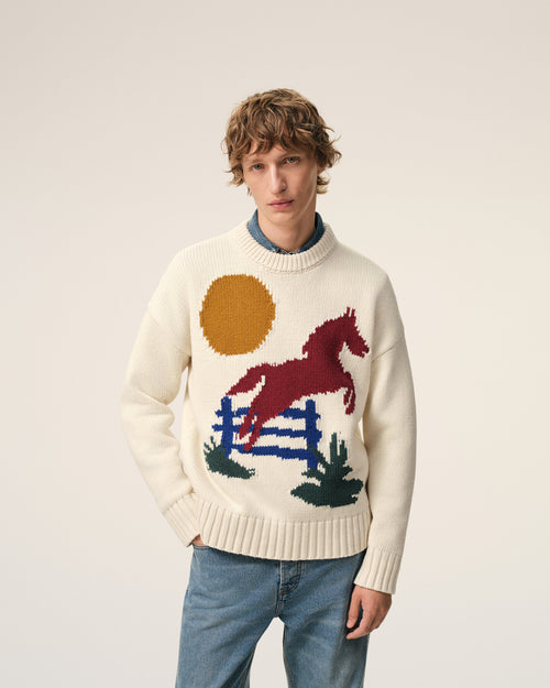 White Wool Crewneck Sweater - 3 - Ami Paris