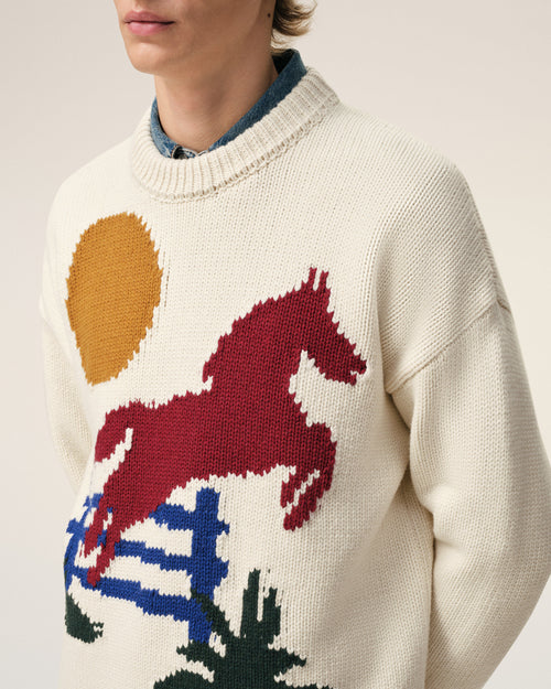 White Wool Crewneck Sweater - 4 - Ami Paris