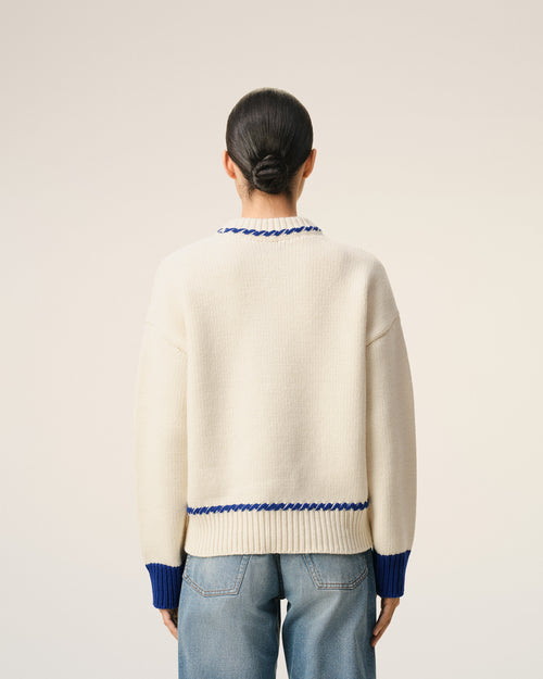 White Wool Ami De Coeur Crewneck Sweater - 11 - Ami Paris