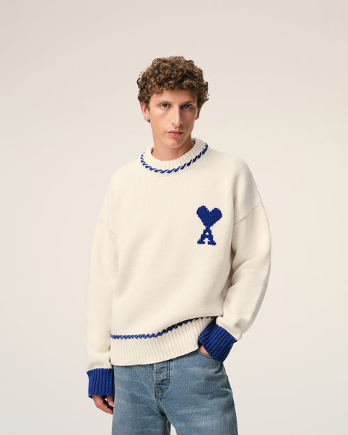 White Wool Ami De Coeur Crewneck Sweater - 3 - Ami Paris