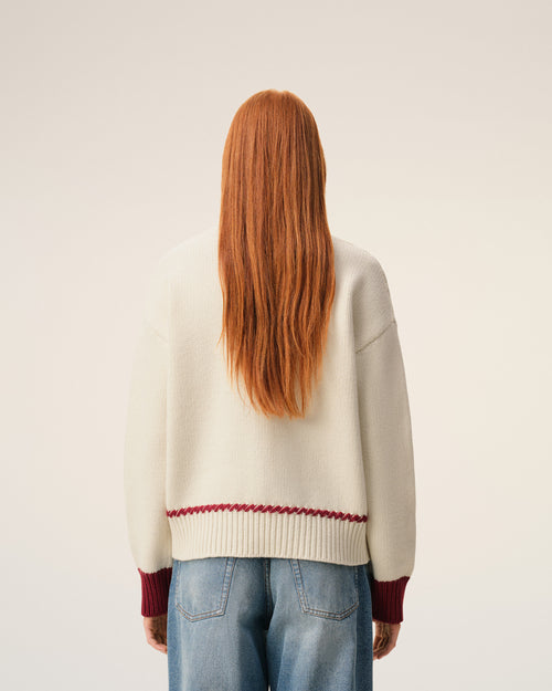 White Wool Ami De Coeur Crewneck Sweater - 11 - Ami Paris