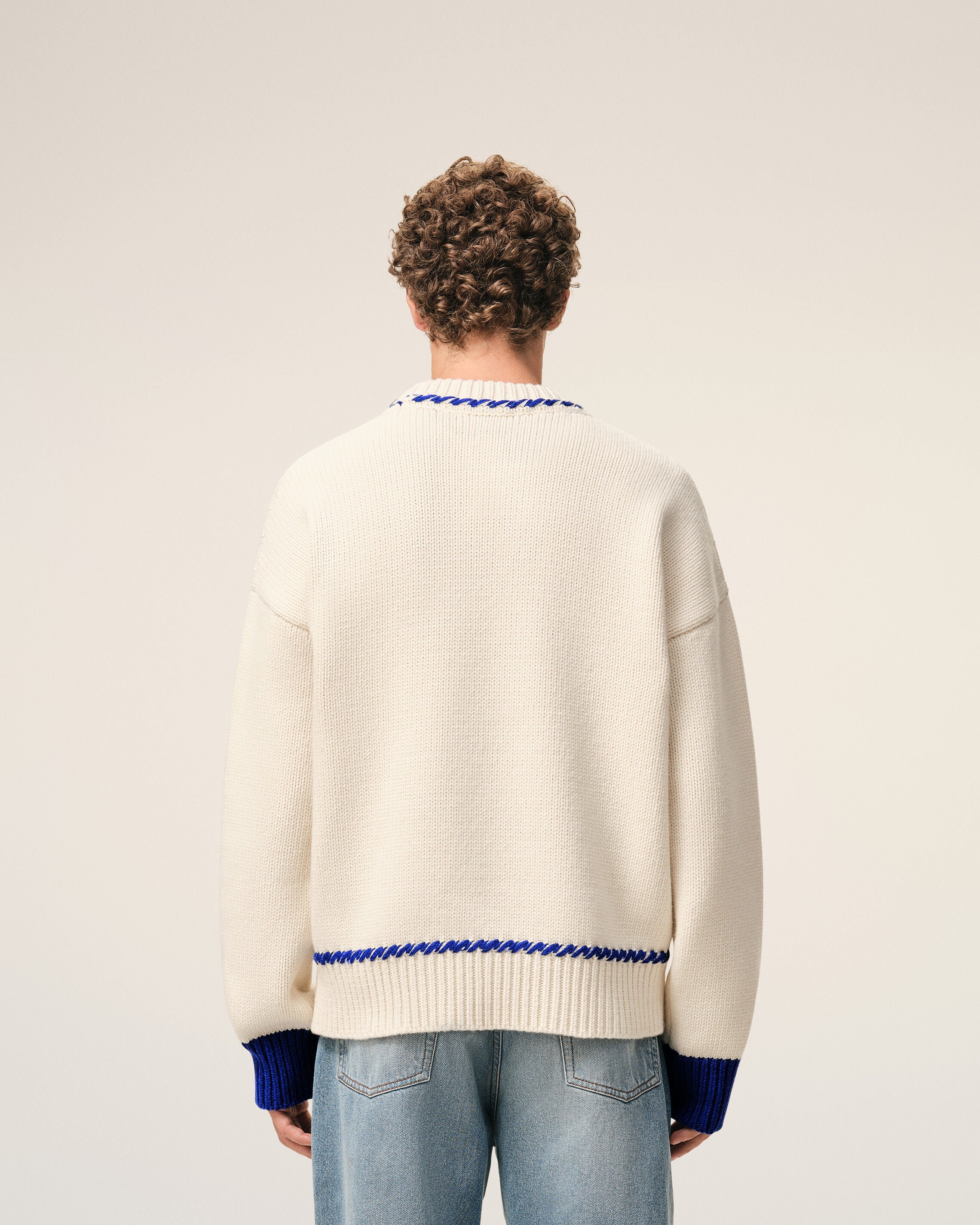 ホワイト ウール Ami De Coeur クルーネック セーター ムーン/ダーク