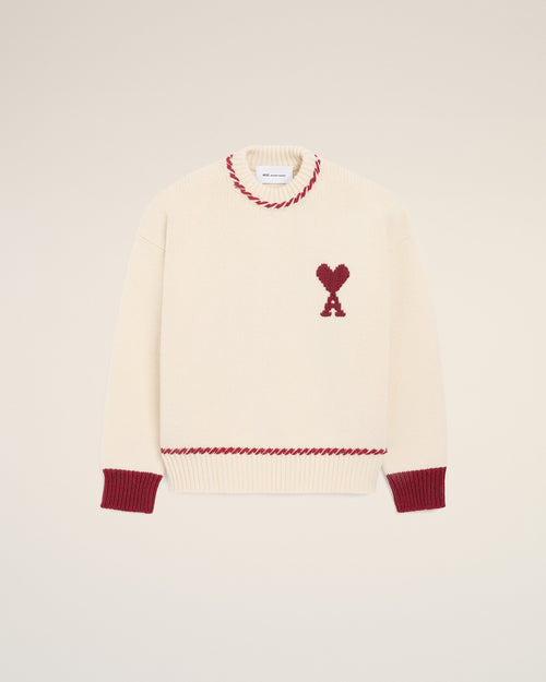                                 White Wool Ami De Coeur Crewneck Sweater - 3                             - Ami Paris
