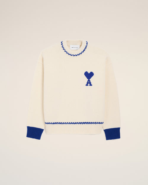 White Wool Ami De Coeur Crewneck Sweater - 4 - Ami Paris